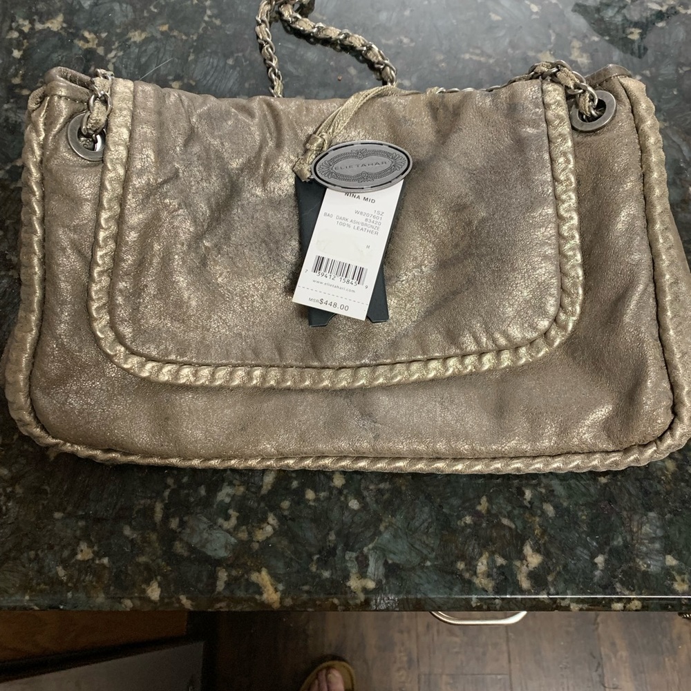 ElieTahari Nina Mid Chain Strap Metallic Bronze Purse/Bag